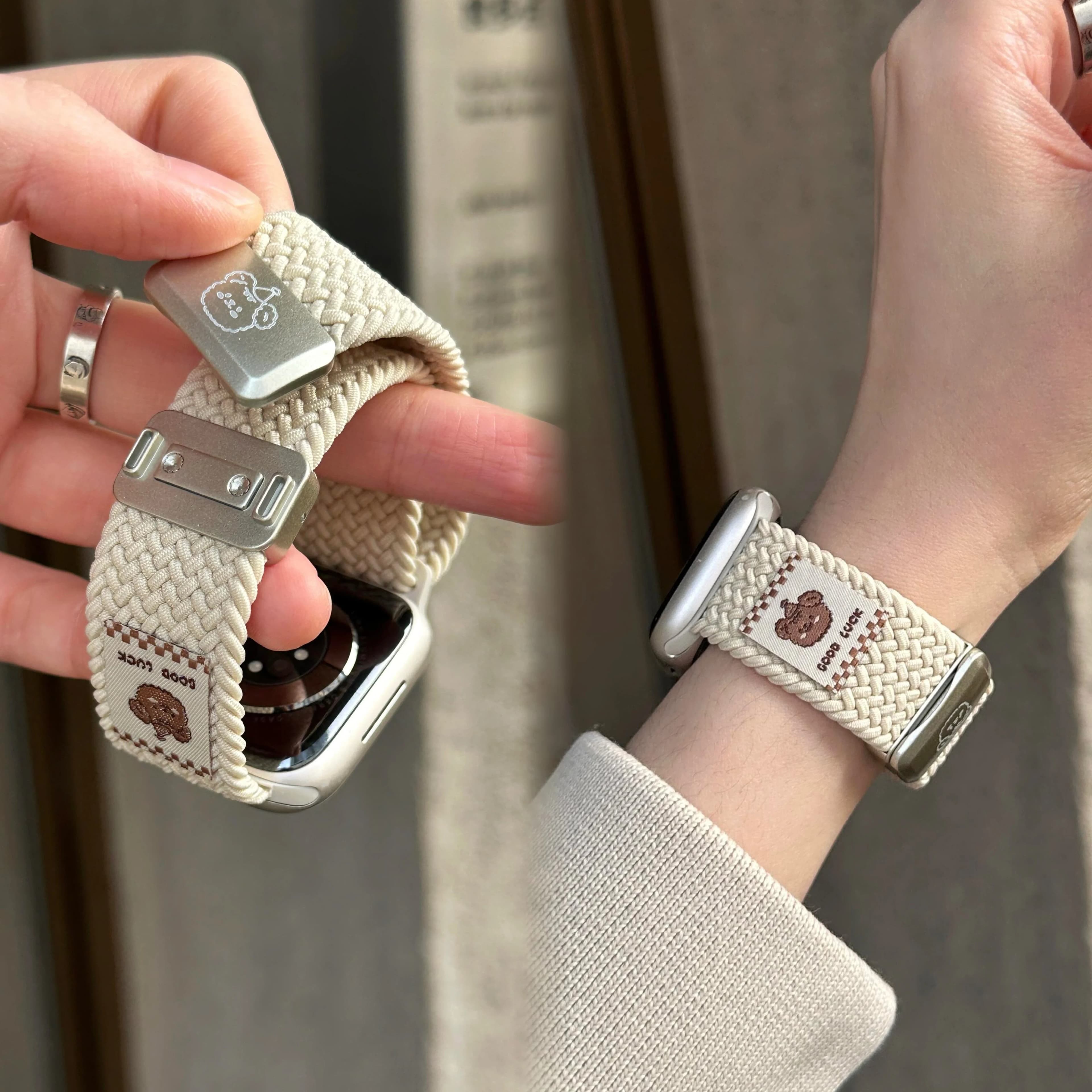 Magnetic elastic force nylon For Apple Watch band women 10/9/8/7/6/5/4/3/2 SE 38mm 40mm 41mm 42mm 44mm 45mm 46mm 49mm Strap
