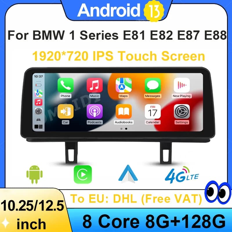 Automotive Stereo Radio 12.5 "Sistema Android 13 Per BMW Serie 1 E81 E82 E87 E88 Carplay Lettore Video Auto Multimediale Centrale ID8