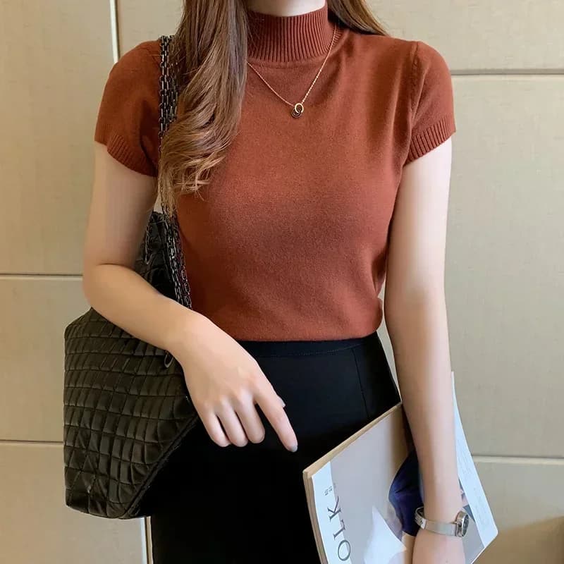 Women's blouses and blouses Short-sleeved summer shirt Woman Blusas Mujer De Moda 2024 Women's blouses knitted shirt Top C931