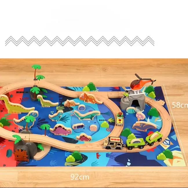 80 pezzi puzzle dinosauro in legno pacchetto di assemblaggio ferroviario blocchi di costruzione per auto set costruttore giochi da tavolo Montessori regalo giocattolo per bambini