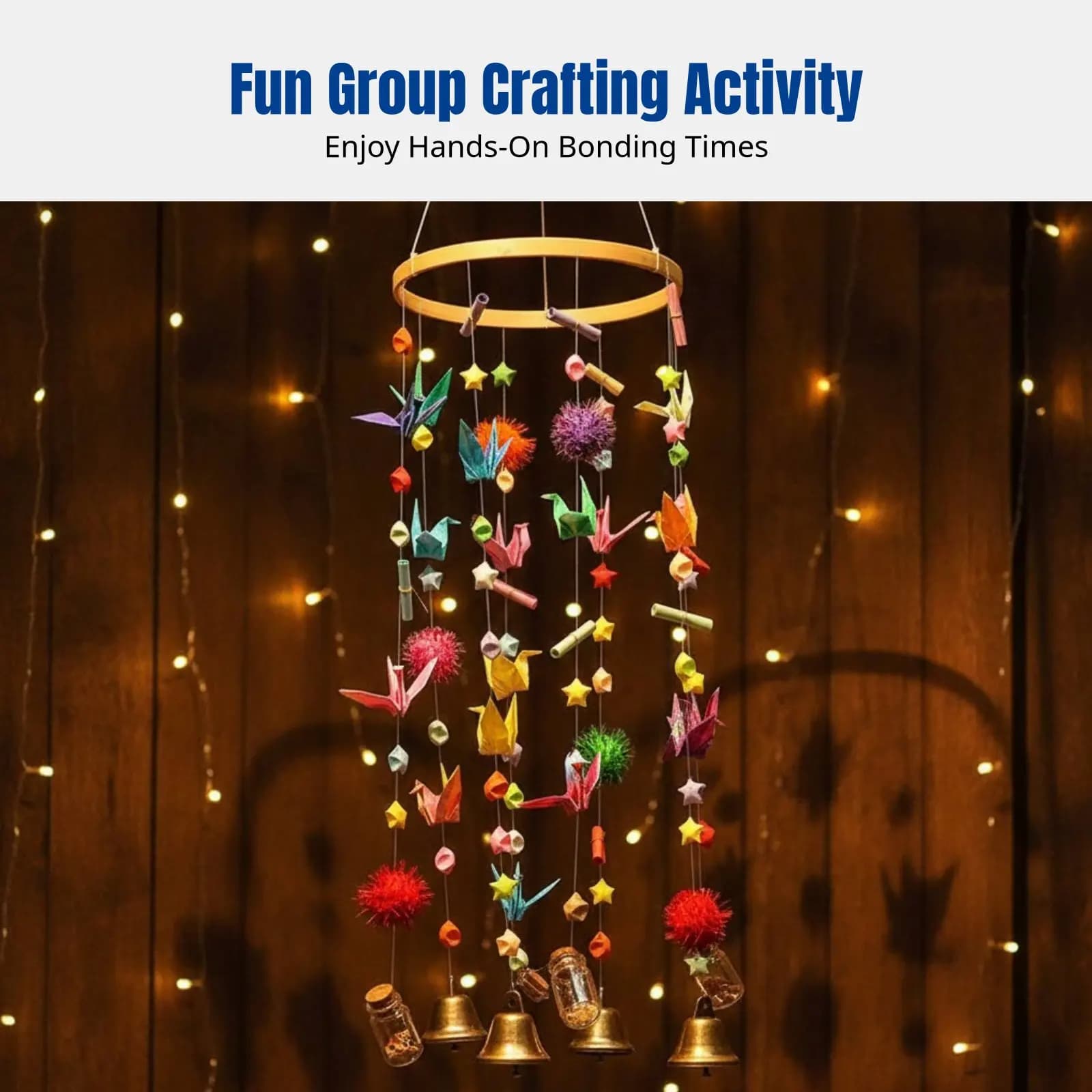 Large Origami Crane Wind Chime DIY Materials Kit, Complete Craft Set, Hanging Decoration for School, Home, Events