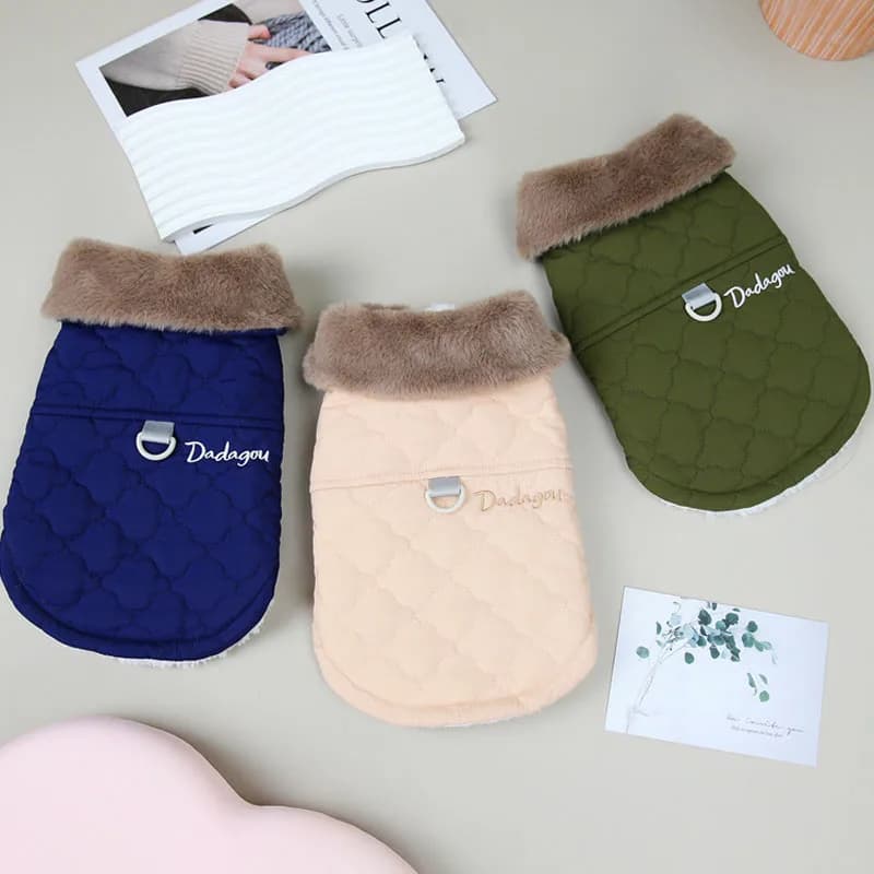 Warm Coat Clothes Winter Fur Collar Dog Clothes For Small Medium Dogs Chihuahua Yorkie Pet Costume Puppy Vest Jacket Apparels XL
