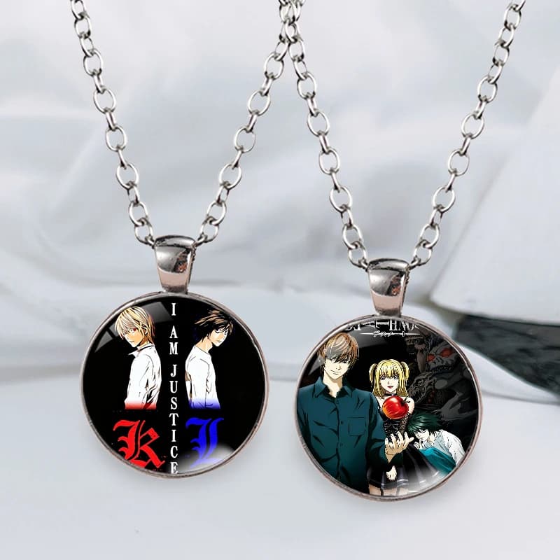 Death Note Time Gem Necklace for Men Women Anime Cartoon Printed Fashion Necklaces Couple Good-looking Necklace Birthday Gifts