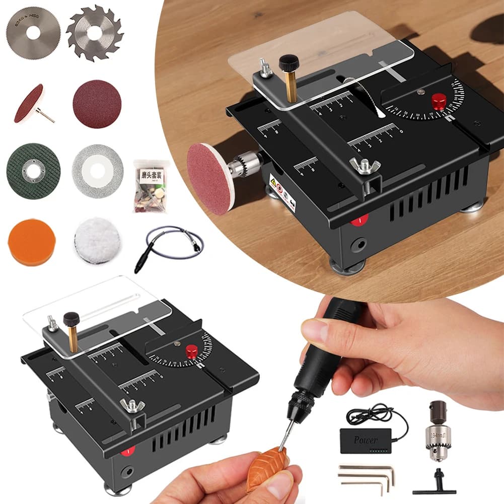Multifunctional Mini Table Saw Portable Angle Cutting 0-90 Set of adjustable electric saws for compact and home-resistant table saw