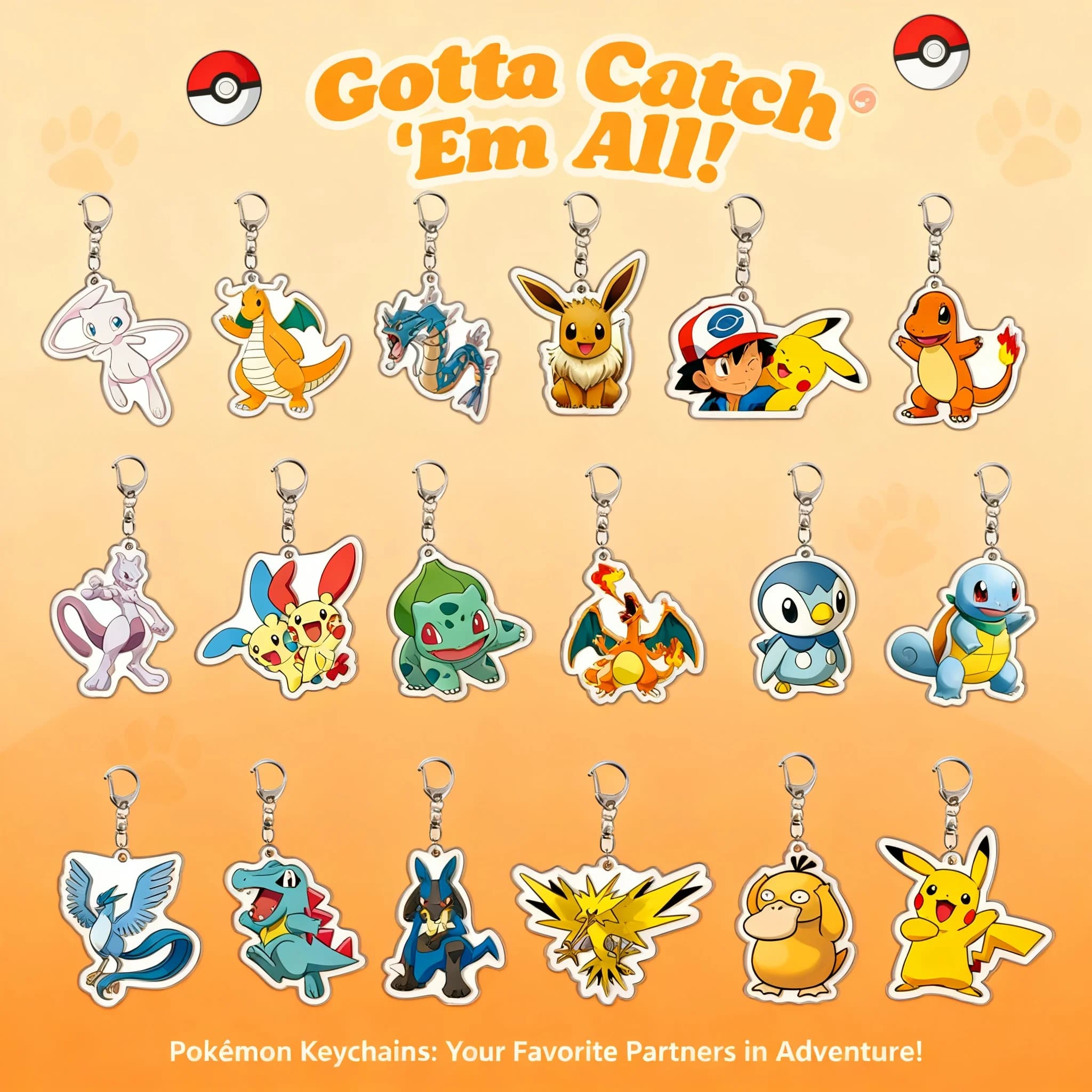 Portachiavi in Acrilico Bifacciale, Ciondolo per Zaino Pokémon Generazione Avanzata Pikachu, Accessorio Carino