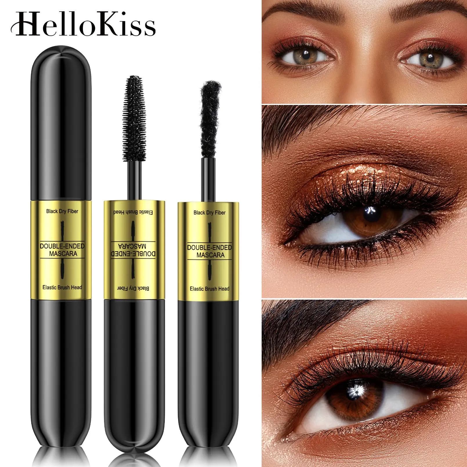 Mascara 2 in 1 per Ciglia con Doppia Applicazione, Impermeabile, Volumizzante, Lunga Durata, Senza Sbavature, Allungante e Incurvante per Ciglia Voluminose
