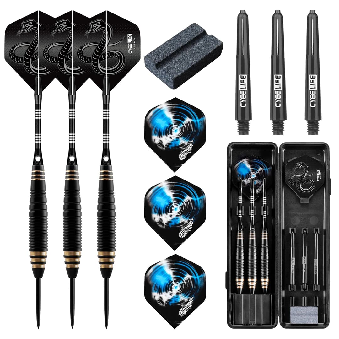 CyeeLife 26g Set di freccette professionali 3 pezzi Freccette con punta in acciaio Voli Anti-caduta Dardo duro Dardo in rame puro Volare per freccette