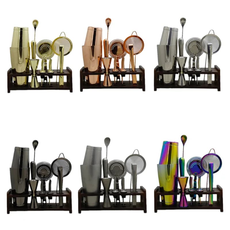 Set di shaker per cocktail professionale in metallo da 12 pezzi RTS Factory Outlet Set di barre in acciaio inossidabile 304 per misurare feste a casa