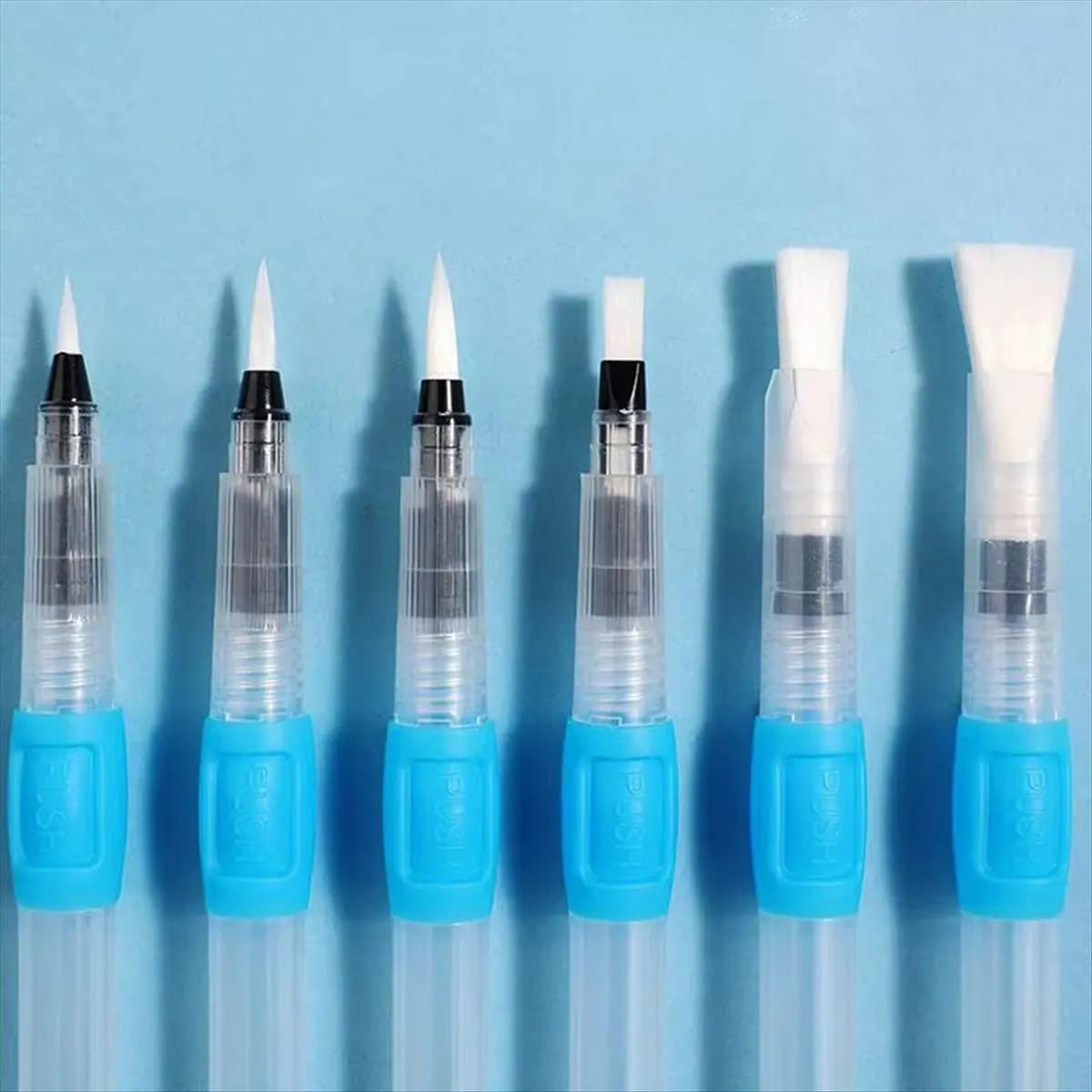 (A26M) 6Pcs Brushes for Painting Watercolor Brush Fountain Pen Nylon Paint Brush Set for Calligraphy Art Supplies Blue