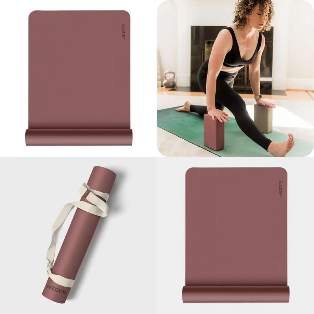 Tappetino da yoga spesso 4 mm con superficie in pelle scamosciata per yoga, pilates e fitness domestico: antiscivolo, ammortizzato e portatile
