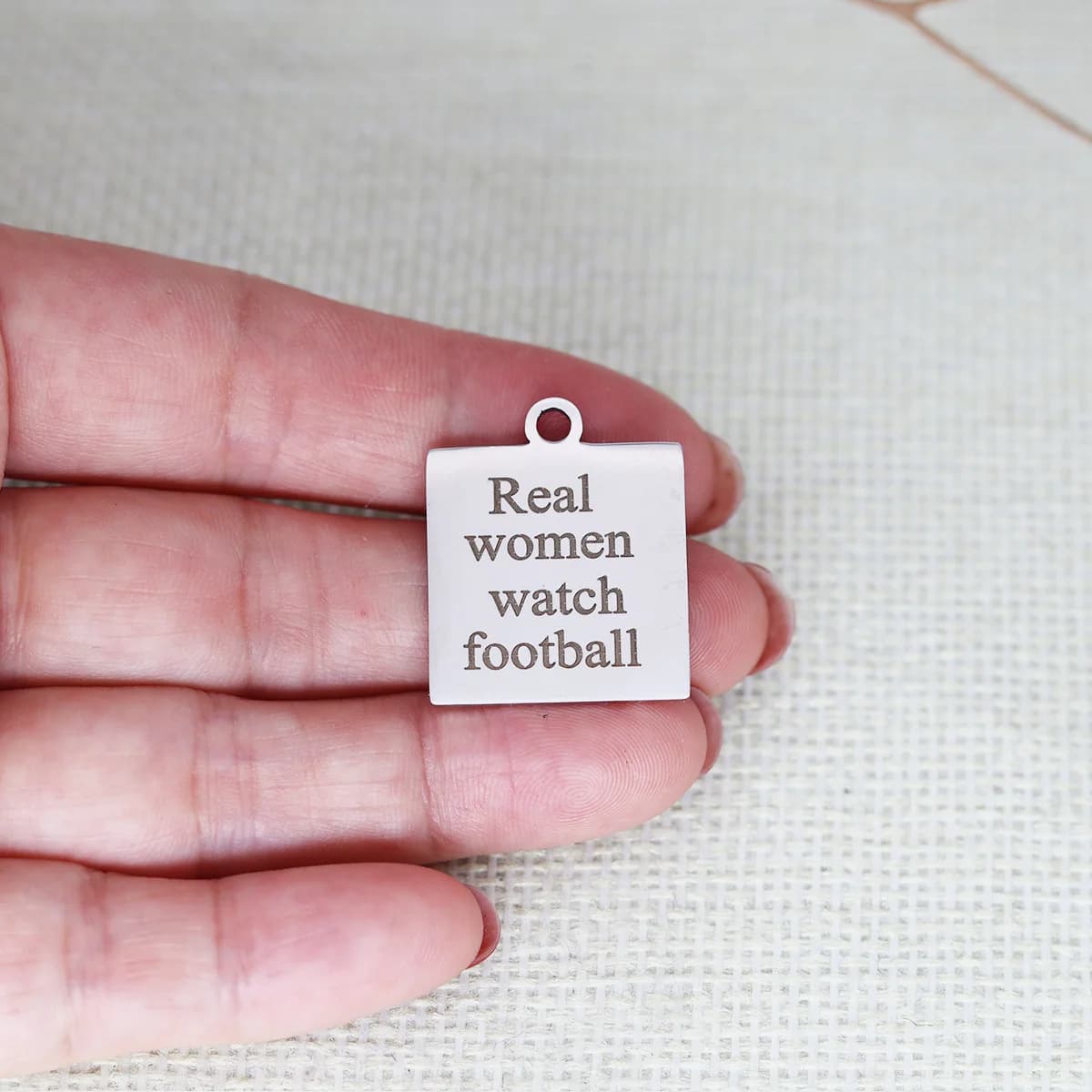 3pcs/Lot Real Women Watch Football Stainless Steel Laser Engraved Charm Engraved High Polish Mirror Surface Pendant DIY Making