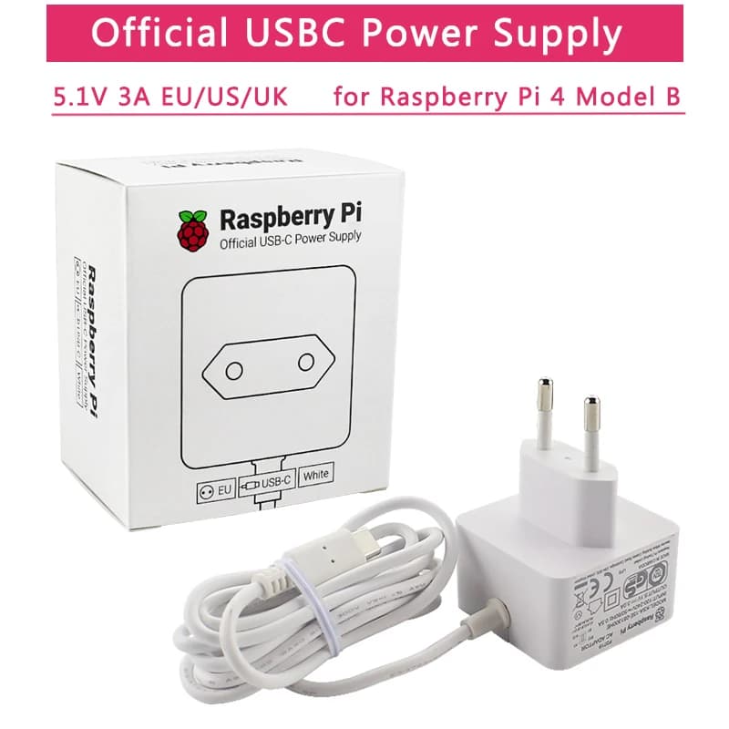Official Raspberry Pi 4 Loader 5V 3A EU Plug UK USA USB-C Power Adapter Recommended for Raspberry Pi 4 Model B