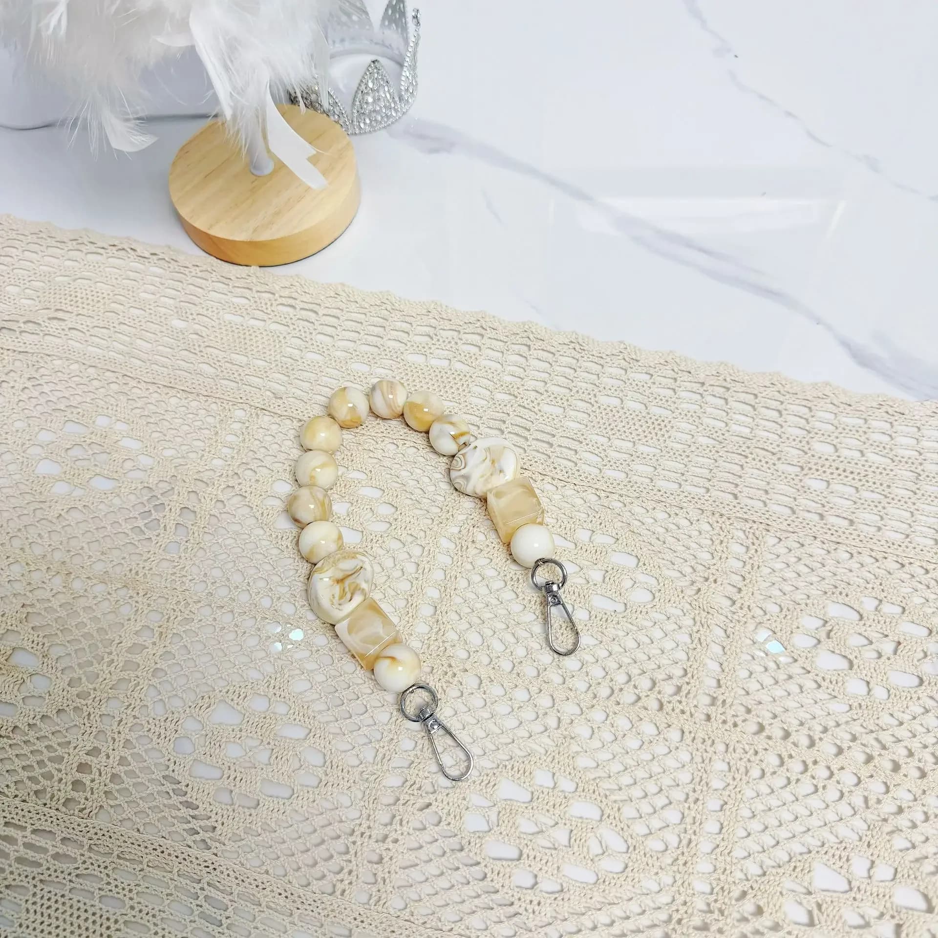 Alta estetica e semplice catena di perle borsa fai da te ABS imitazione perla metallo riduzione del peso modello pietra accessori per catena borsa