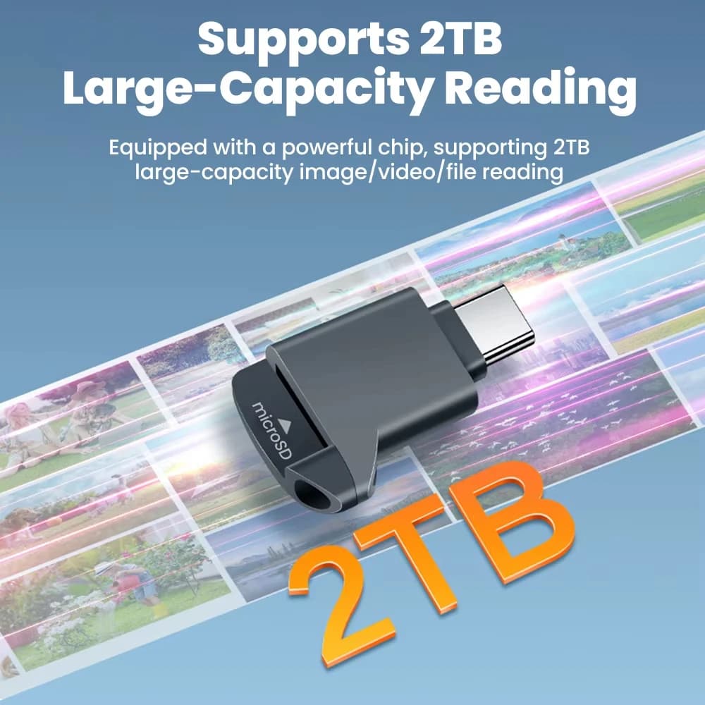Nuovo Lettore di Schede Mini TF Tipo-C 2.0, Archiviazione Esterna Nera Estensibile per Memory Stick USB C2.0, Compatibile con iPhone 17 16