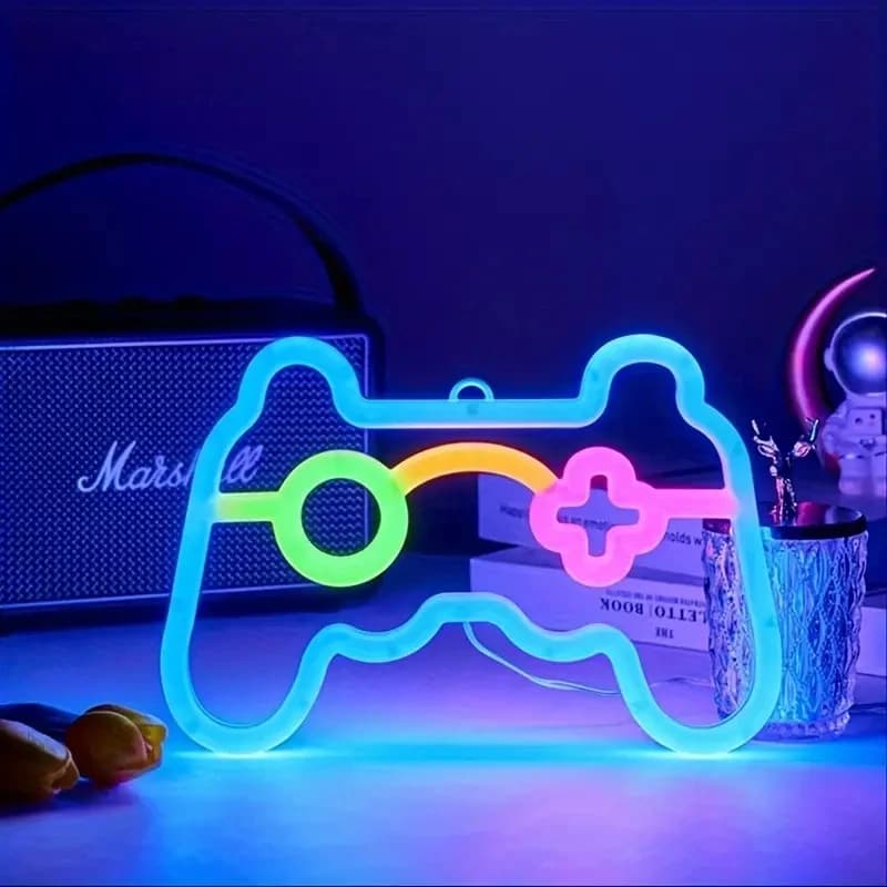 Neon al neon per gamepad per la decorazione della sala giochi, lampada al neon da gioco alimentata tramite USB o a batteria, decorazione da parete con luce notturna a LED da gioco