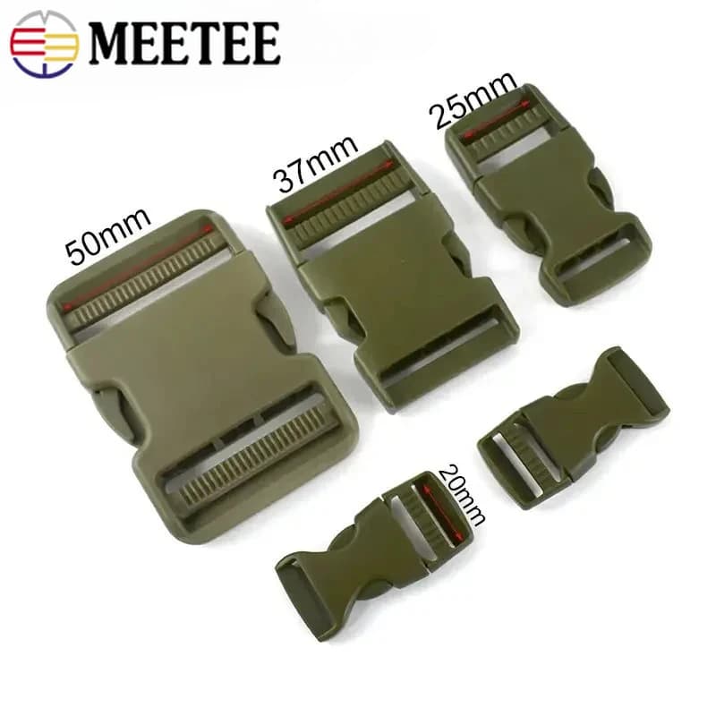 5-20 Pezzi Fibbia a Sgancio Rapido in Plastica Verde Militare per Cinghie di Zaini, Cinture, Clip di Regolazione, Chiusura per Bagagli, Attrezzatura Tattica