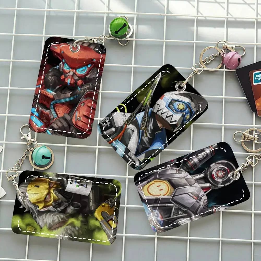 Porta carte da gioco Apex Legends applicabile a carte di credito, carte autobus, custodia protettiva rettangolare in morbida pelle con portachiavi