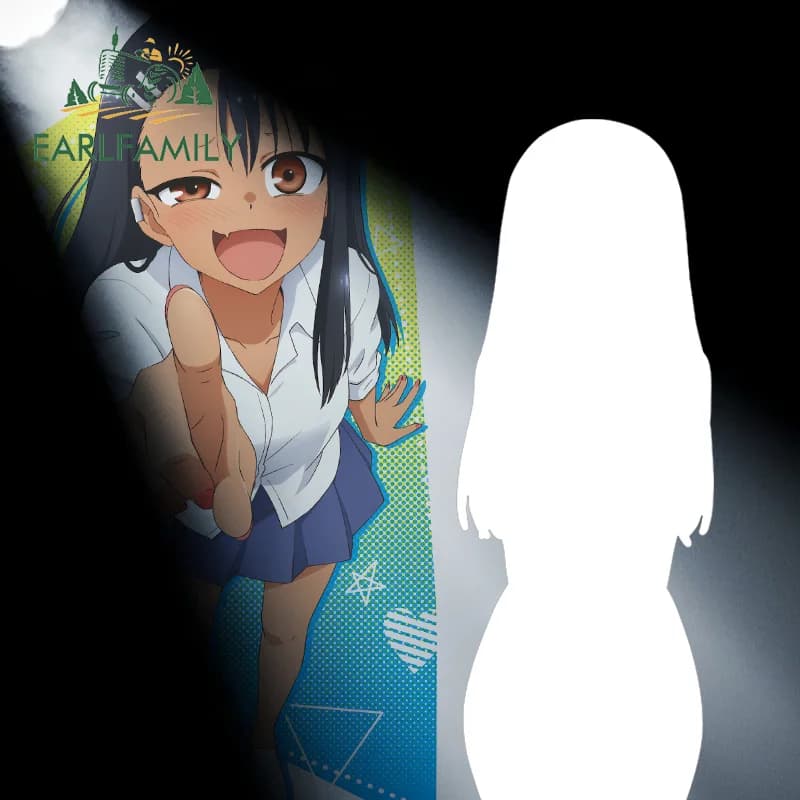 EARLFAMILY Car Sticker with cute girl Nagatoro, funny, anime, waterproof, scratch-resistant, JDM decal for window and luggage room