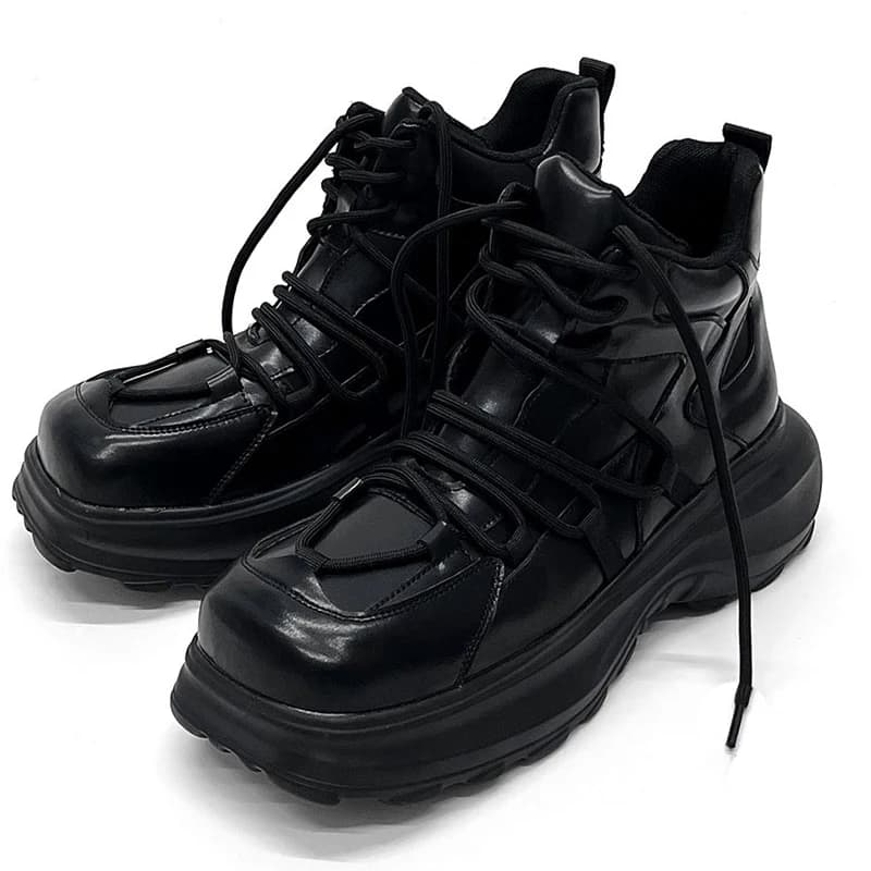 mens casual punk hip hop platform boots black designer shoes cowboy autumn winter boot trendy soft leather ankle botas hombre