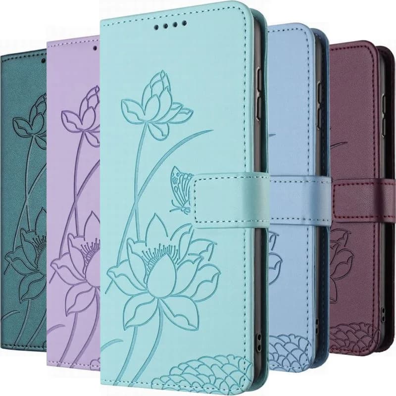 Lotus Shaped Floral Pattern Phone Case for Tecno Pova 5 6 Neo 3 Ultra Pro 7 HD 4G Spark Slim 5G, with card slot and stand function, women's cover
