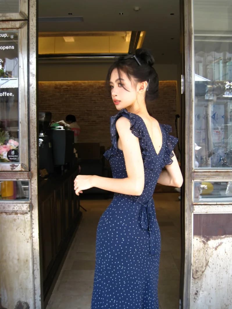 Summer Slim Fit Floral Print Square Collar Sleeveless Women's Dress Korean Style Commute Short Sleeve A-Line Skirt Dress