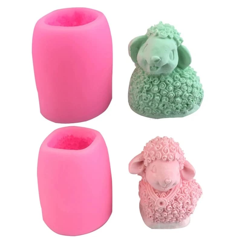 3D silicone candle mold for sheep, DIY animal soap, chalk, cement, resin, casting mold, handmade chocolate cake, cooking tools, domestic crafts