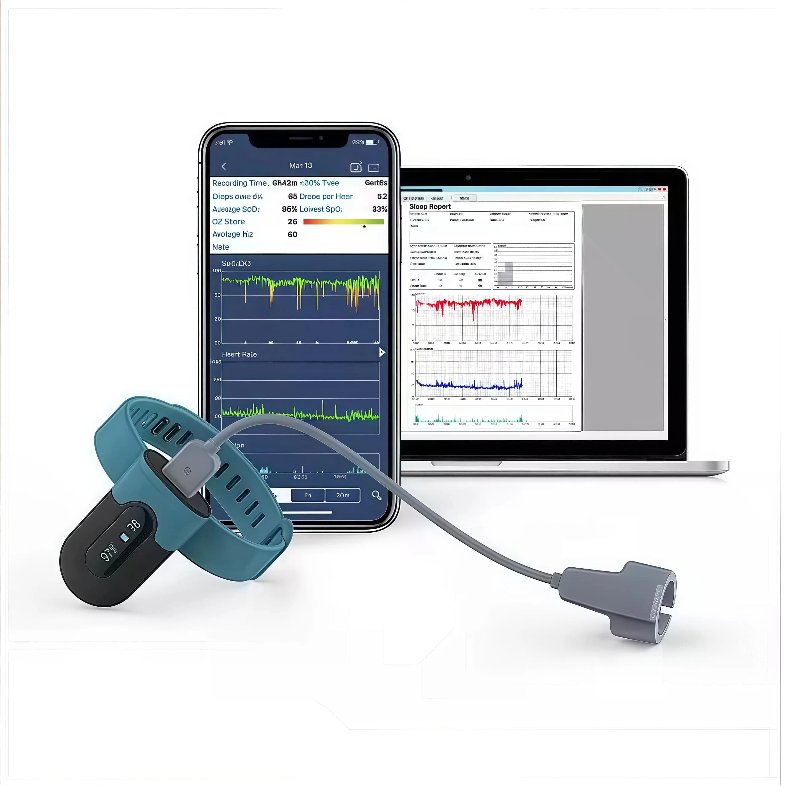 Bluetooth blood oxygen meter APP wireless heart rate pulse blood oxygen monitor wearable sleep apnea oxygen data storage in blood m