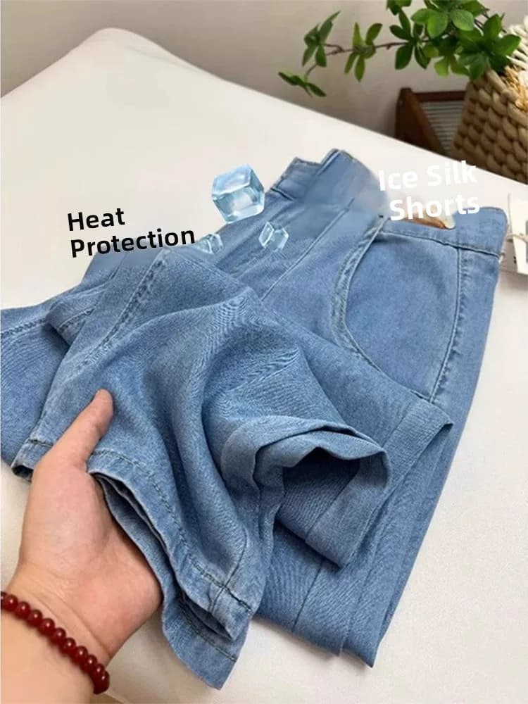 Harlan Jeans Women's Summer plus Size Slimming Ice Silk Loose Wide Leg Pants High Waist Soft Fabric Spring Season