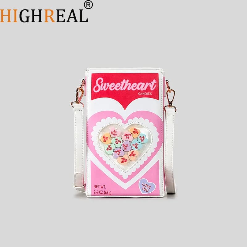 Borse a Tracolla da Donna con Motivo Cuori, Borsa a Tracolla a Forma di Scatola, Borsetta Divertente e Originale per Telefono, Regalo Adorabile per Ragazze