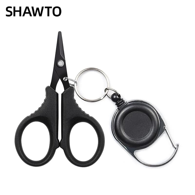 Shawto Titanium Coating Stainless steel fishing scissors PE cut clamp Cutter line Ply Carp fishing accessories Tools