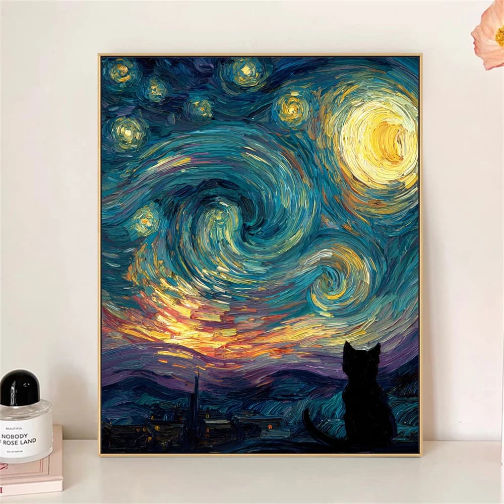 Paint by Numbers For Adult Kit The Silhouette Of The Cat DIY Dropshipping acrylic Oil Painting Canvas by Number Home Decor