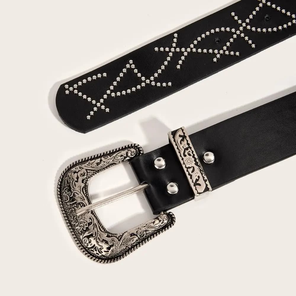 American Korean Women's Belt Black White Leather Buckle Waist Belt Y2k Gothic Dress Jeans Belt Ladies/Girls