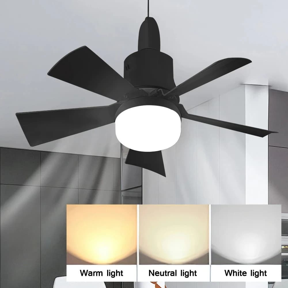 Lampada da ventilatore elettrico silenzioso con base E27 Lampada da soffitto da 30 W con telecomando Lampada da soffitto dimmerabile per soggiorno camera da letto