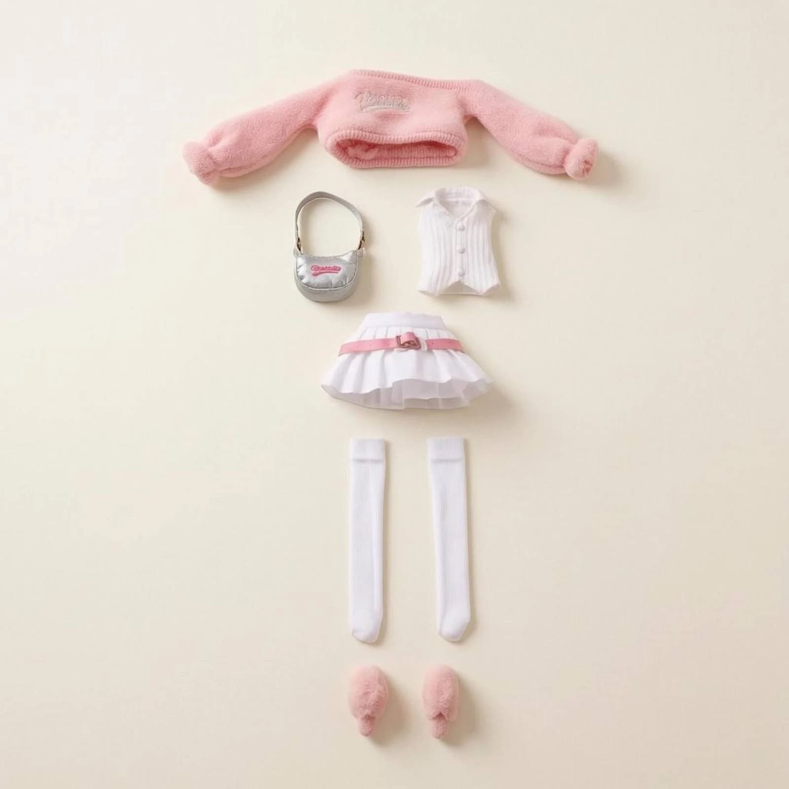 1/12 Scale Doll Outfit Thigh-High 6 Inch Doll Clothes Layered Pink and White Outfit Soft Pastel