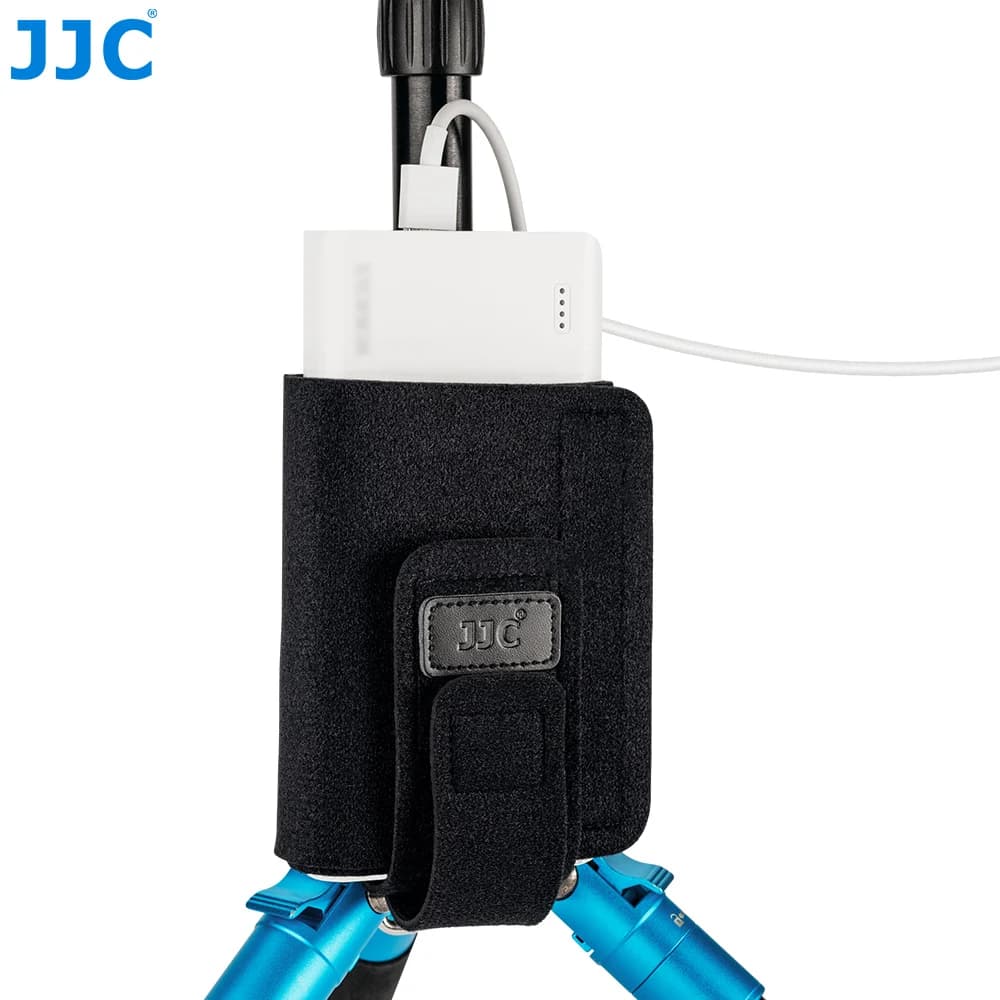 JJC Attrezzatura Cinghia di montaggio Supporto per cavo Gambe per treppiede Borsa di montaggio per Power Bank, supporto per luce, telecomando, accessorio fotografico