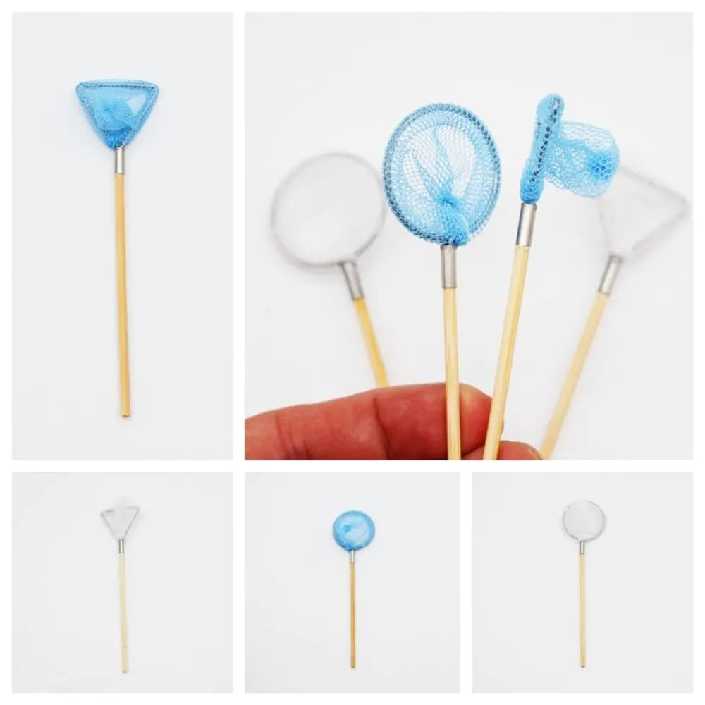 Rete da pesca finta per casa delle bambole, modello fai da te, blu, mini, a triangolo, rotonda, a farfalla, per OB11