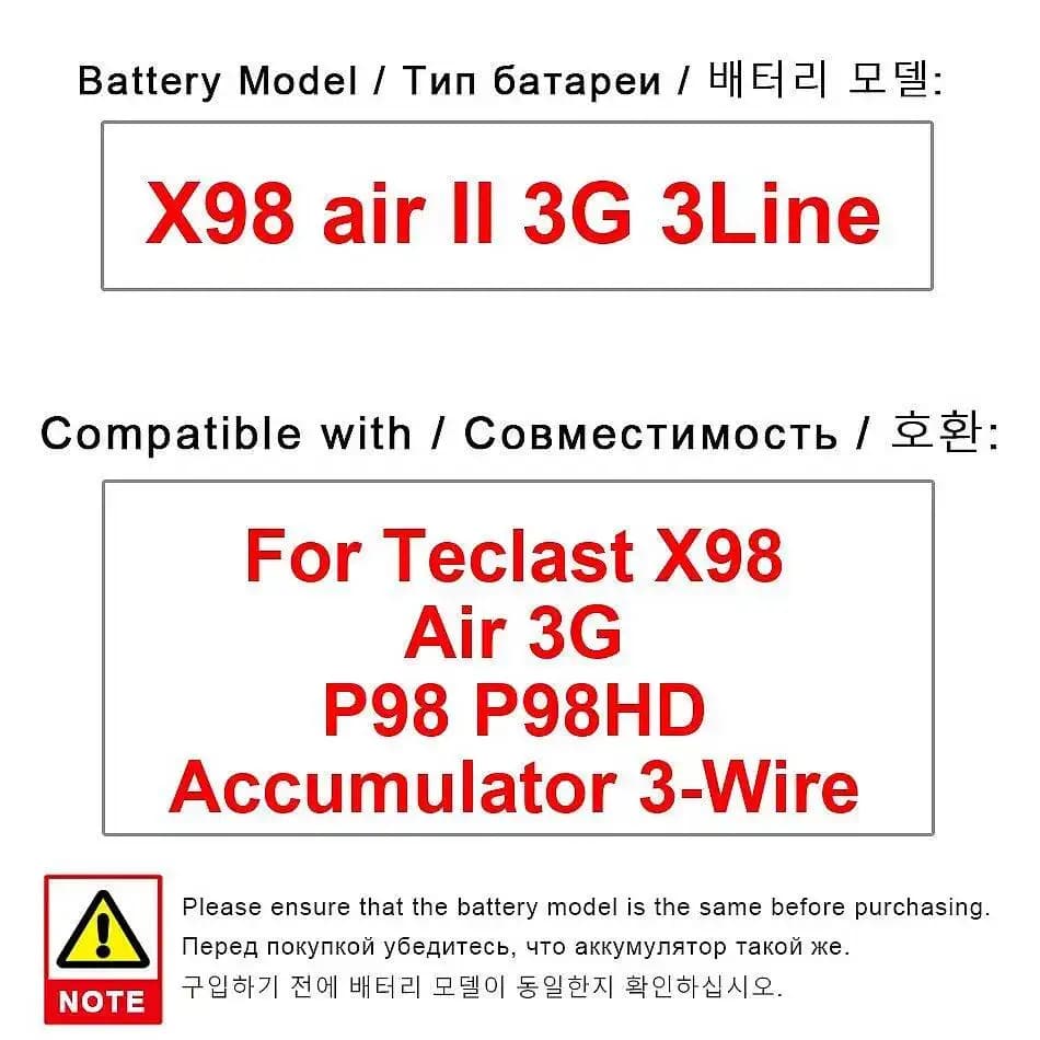 Batteria per tablet da 9000 mAh di ricambio premium a lunga durata per Teclast X98 Air 3G P98 P98HD 3-Wire II 3Line