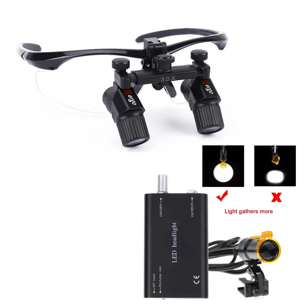 3.0 Ergonomic Dental Enlargement Lens With LED Thread Surgical Head Lamp Dental Tools