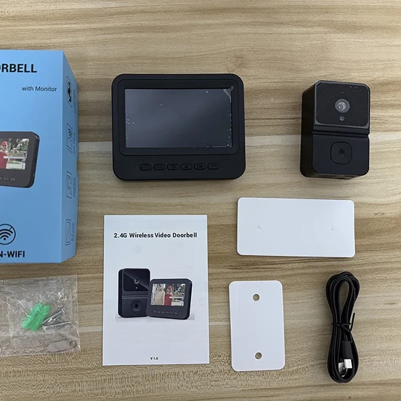 Campanello Video Wireless WiFi 2.4G con Display IPS da 4.3 Pollici, Telecamera HD per Esterni, Citofono di Sicurezza