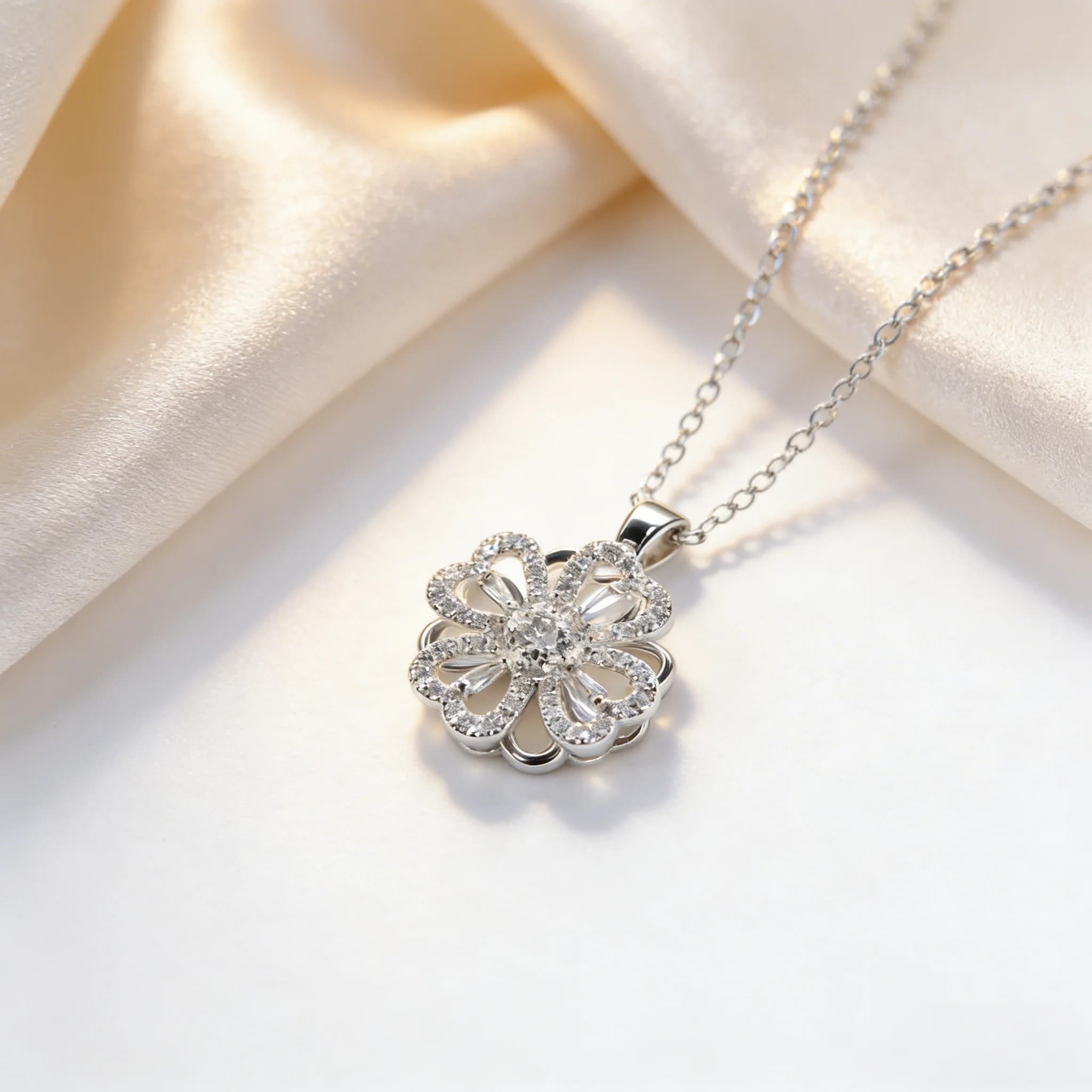 Necklace with classic and elegant flower pendant for woman, exquisite design and delicate, fashionable jewelry for everyday use, perfect creative gift
