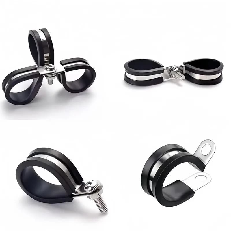 7 pcs M8 Rubber Lined Cushion Clamps, Rubber Cushion Liner for Cable Wire Management, Multipurpose, Versatile