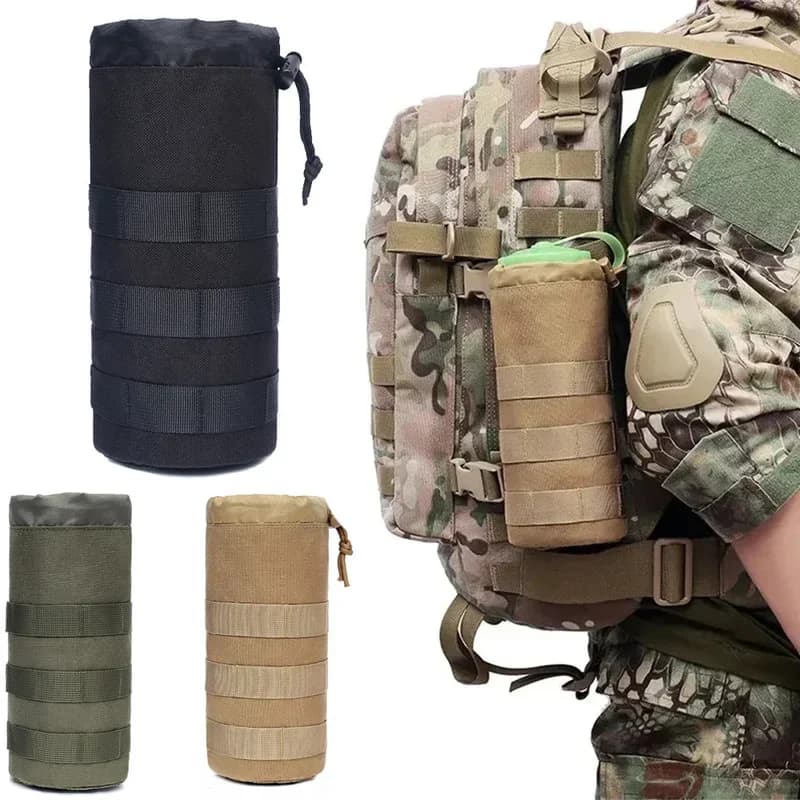 Outdoor Molle Water Bottle Pouch Waist Bag Holder Travel Camping Hiking Cycling Fishing Hunting Water Bottle Kettle Carrier