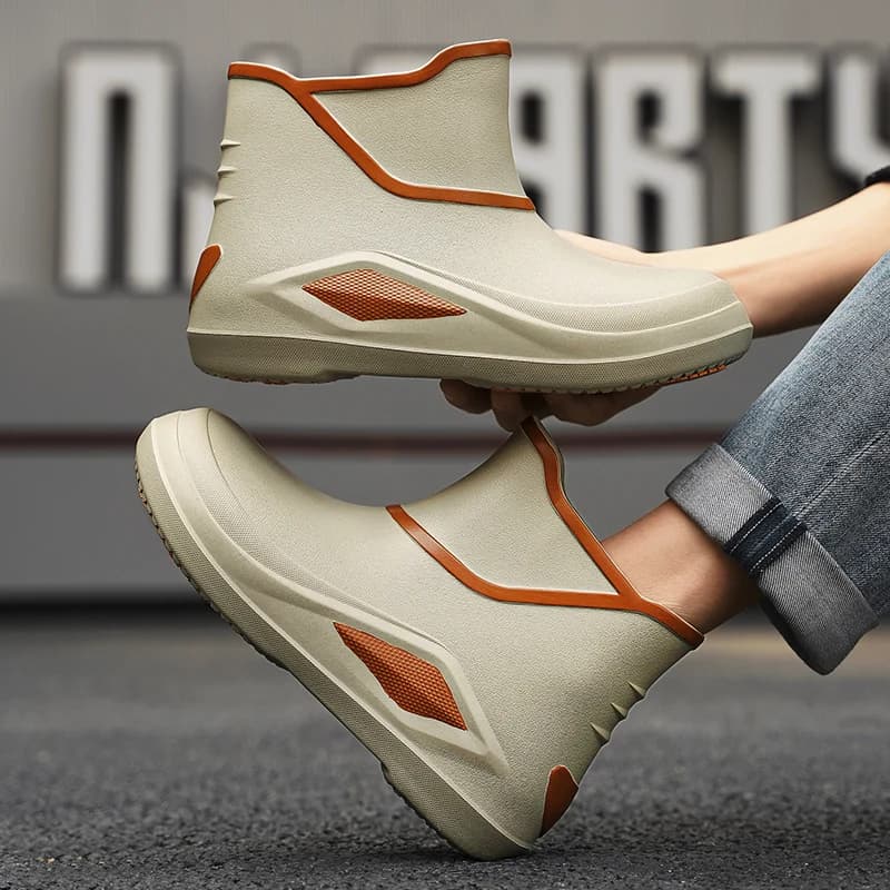 Scarpe da Pioggia per Uomo con Suola Spessa, Scarpe da Chef, Scarpe Casual Sportive Alte, Scarpe da Trekking Impermeabili Antiscivolo, Stivaletti Resistenti all'Usura