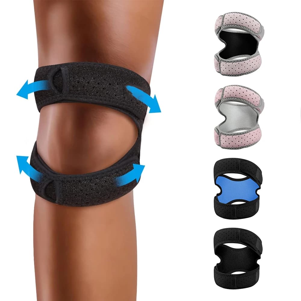 Ginocchiera 1PC Plus Size, doppia cinghia di supporto tendine rotuleo, stabilizzatore in neoprene regolabile per strappo di menisco, artrite