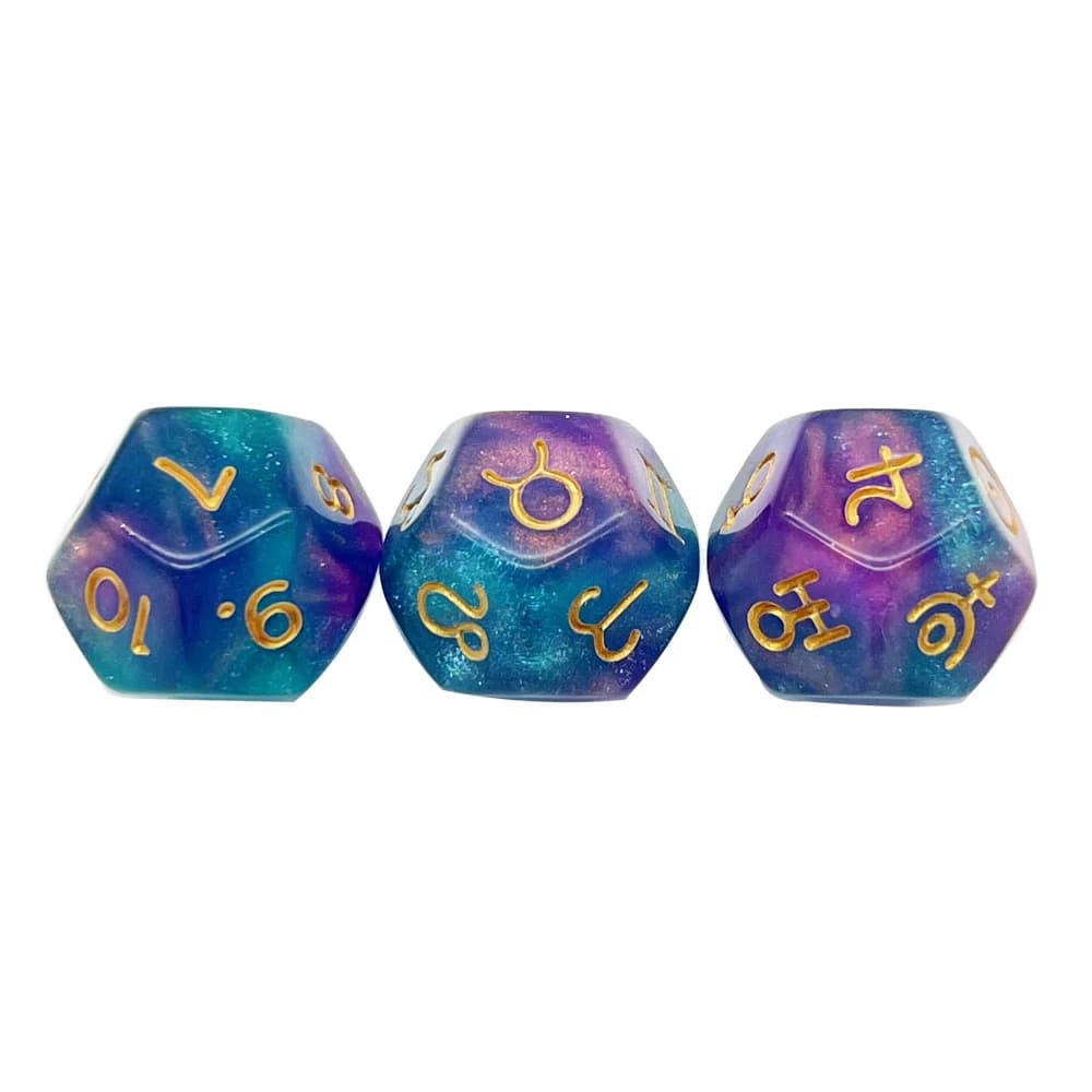 Set di dadi per tarocchi D12 dadi poliedrici per astrologia da 3 pezzi per accessori per giochi da tavolo per divinazione