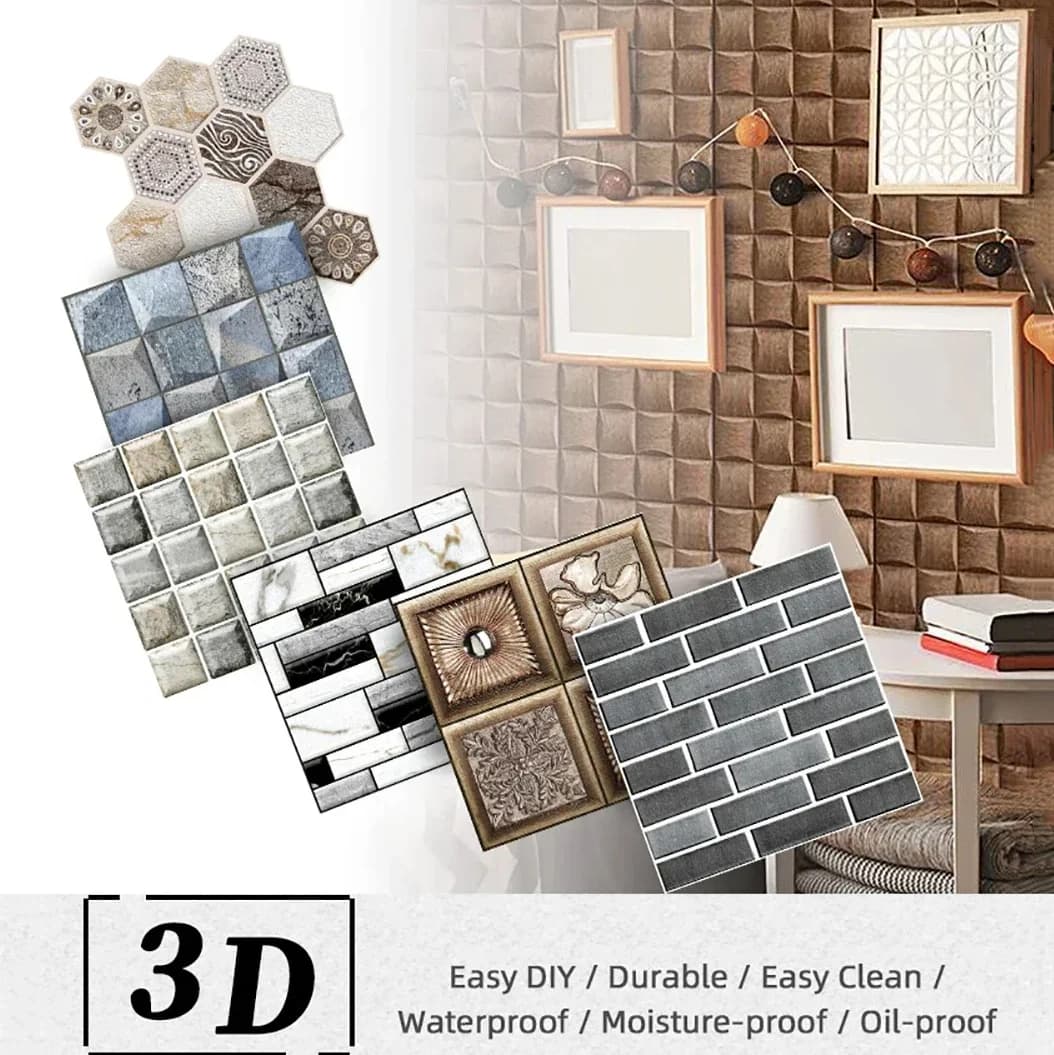 Adesivi murali autoadesivi 3D Sfondi in PVC impermeabili Adesivo da parete rimovibile per camera da letto Soggiorno TV Sfondo Decorazioni per la casa