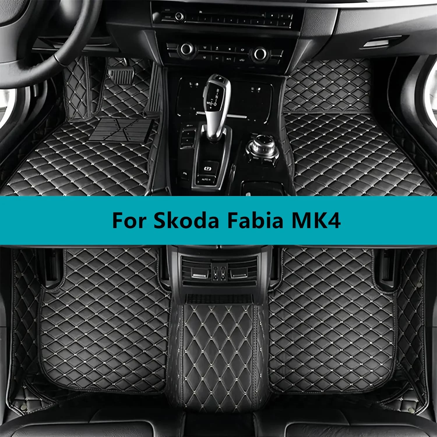 Tappetini per auto in pelle personalizzati per Skoda Fabia MK4 2021 2022 2023 2024 2025 2026 Tappetini per auto impermeabili per tutte le stagioni