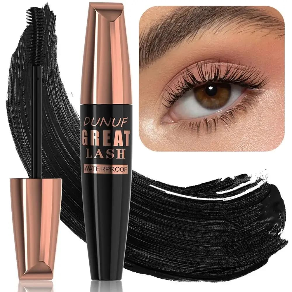 DUNUF Mascara waterproof Volume estremo Allunga l'arricciatura 24 ore Senza sbavature Formula vegana senza crudeltà per occhi sensibili