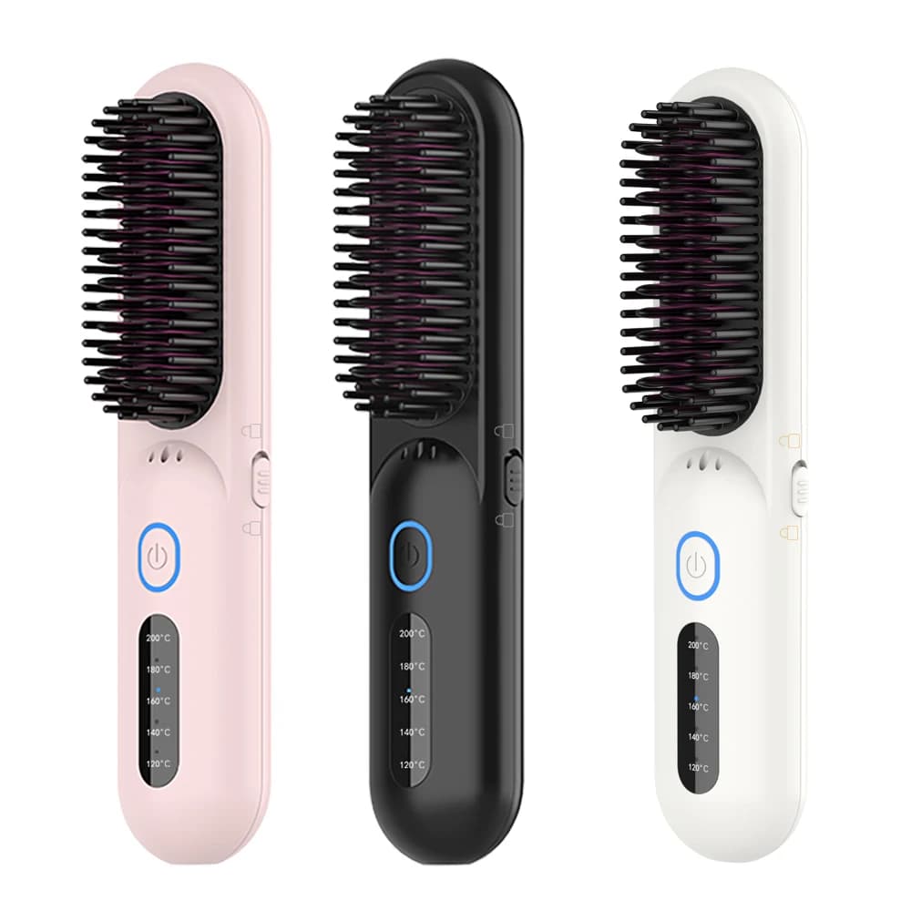 Mini wireless hair brush, iron plate, heated beard brush, brush for smoothing hair