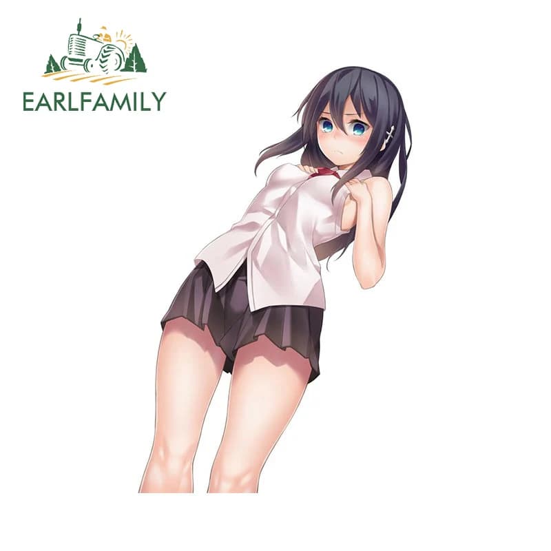 EARLFAMILY Anime Girl Car Stickers Personality Vinyl Decals Scratch-Proof Simple Laptop Rearview Mirror Caravan Trunk Car Label